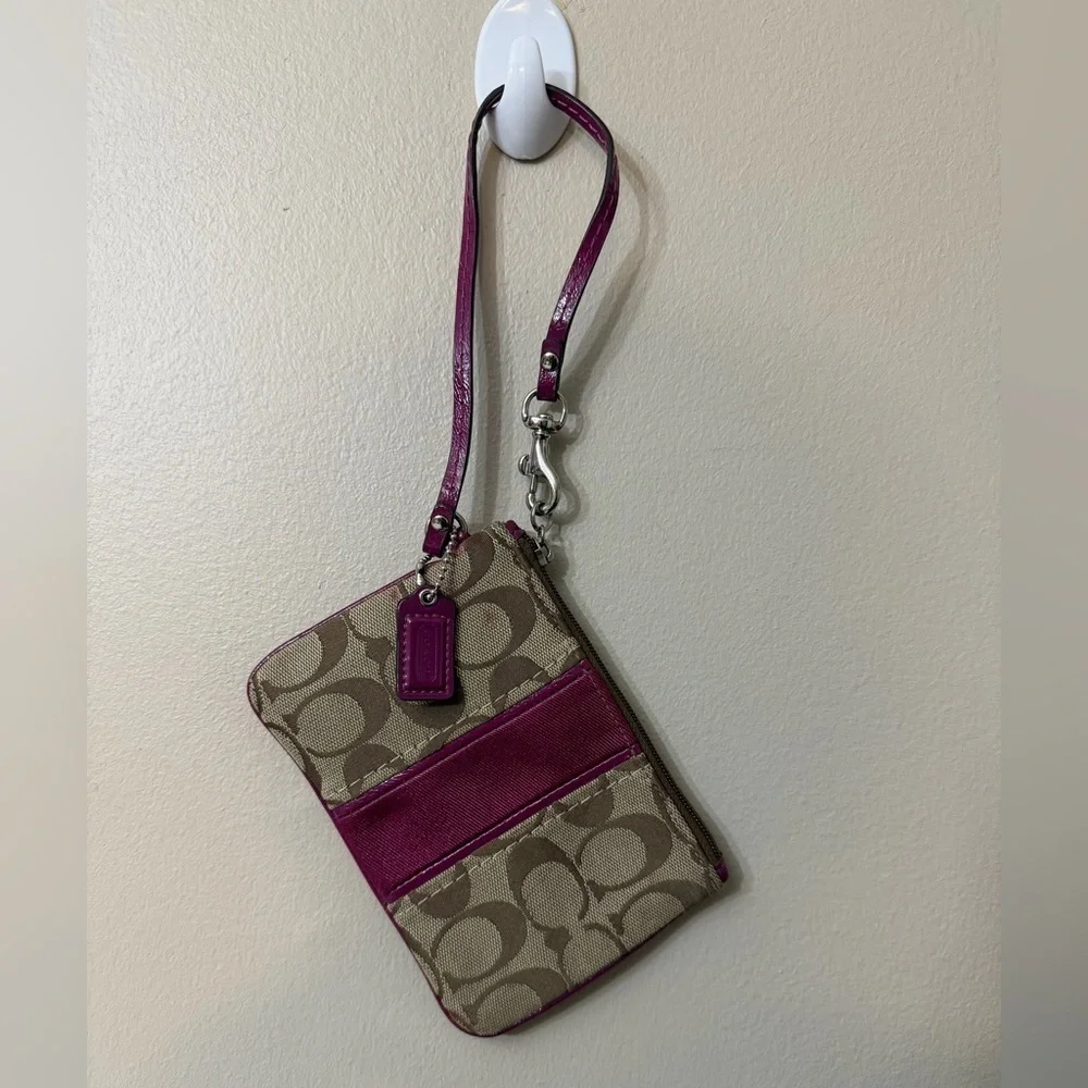 Coach Tan and Pink Wristlet